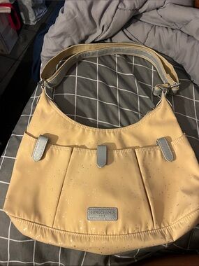 Longchamp Pale Yellow Shoulder Bag with Silver Trim